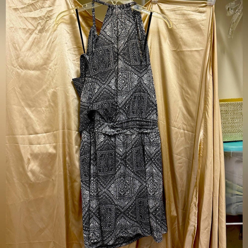 White House Black Market Black Printed Halter Dress